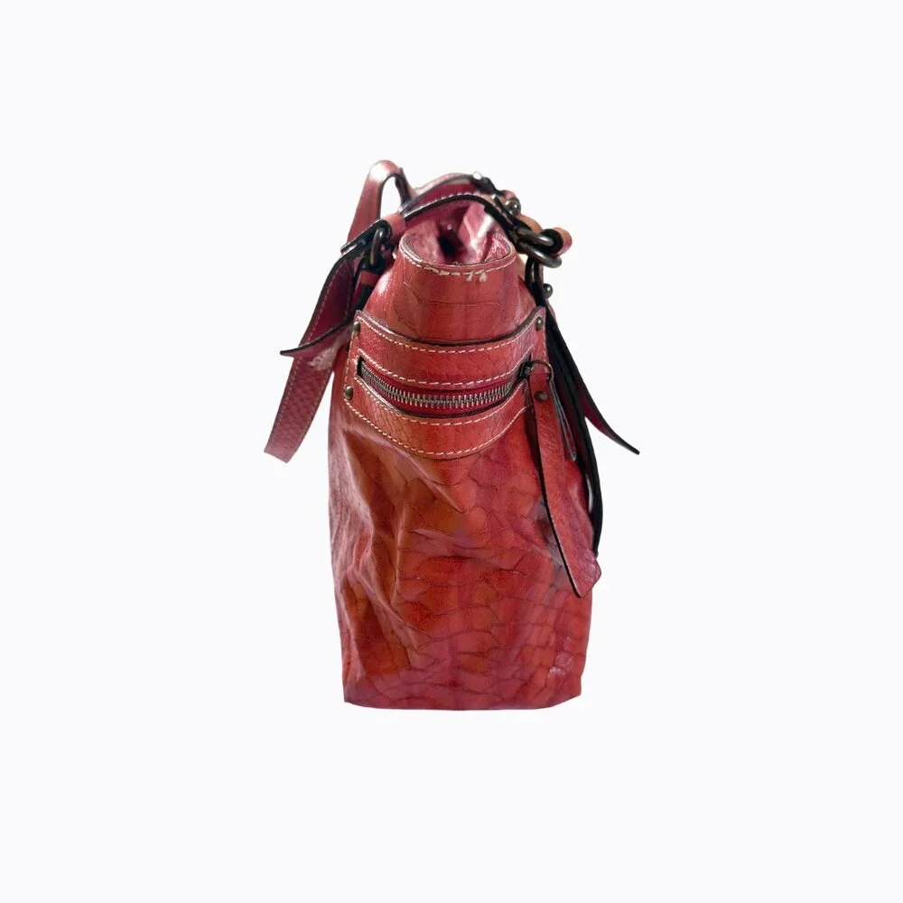 Vtg Robert Pietri Red Leather Bag Genuine Spanish Snake Embossed 90s Y2K Mobwife